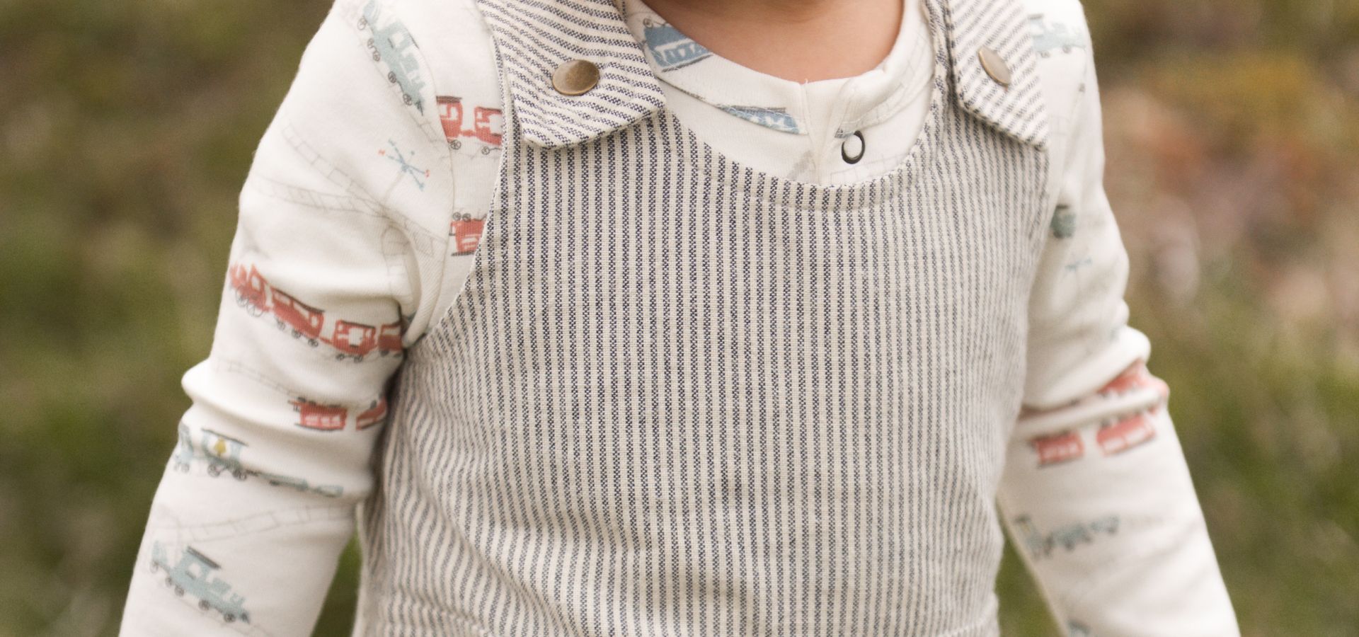 ロンパース・カバーオール baby snap overall railroad flora 18-24m Toddler Overalls - Pehr