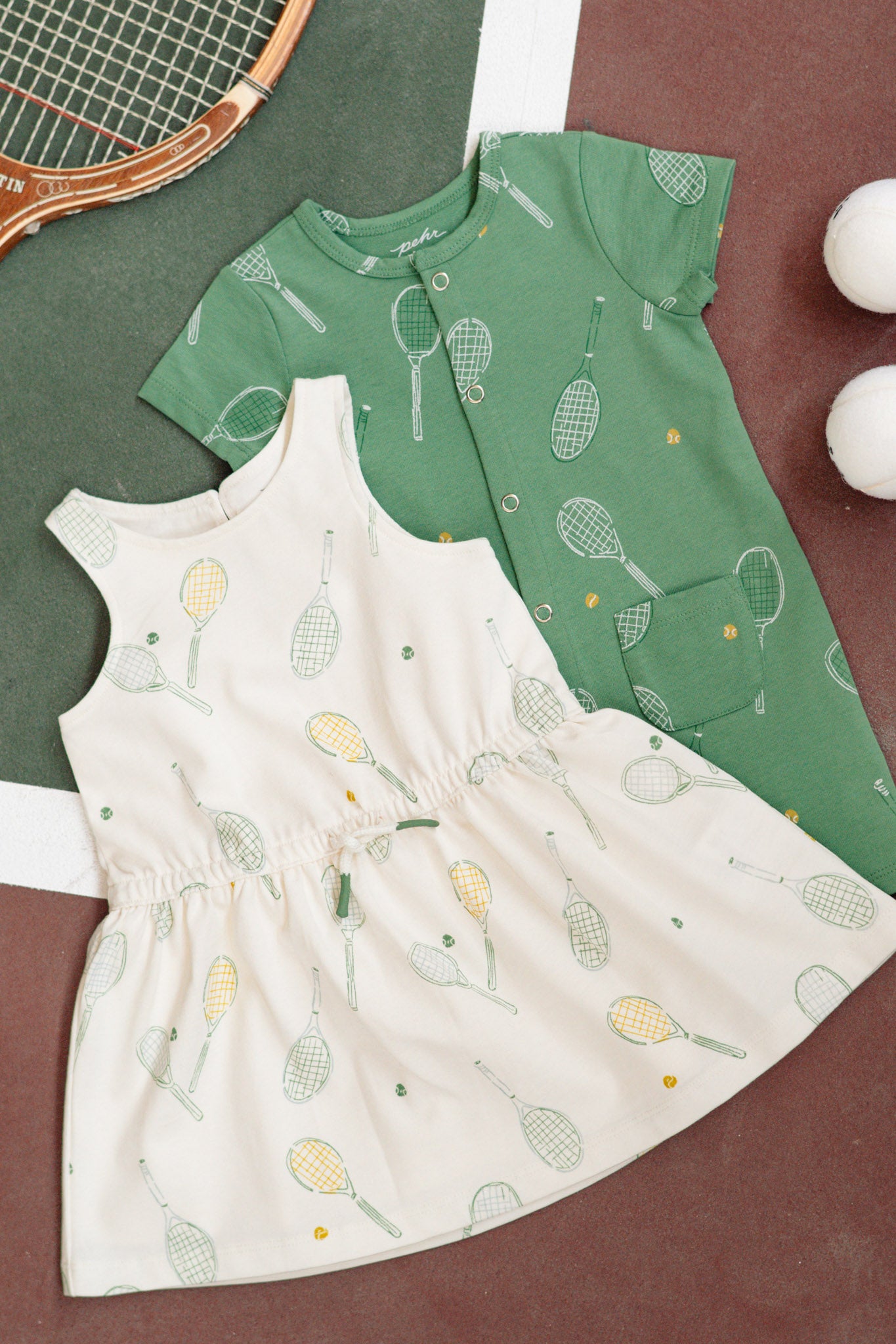 Pehr-Short Sleeve Pocket Romper-Doubles Green-6