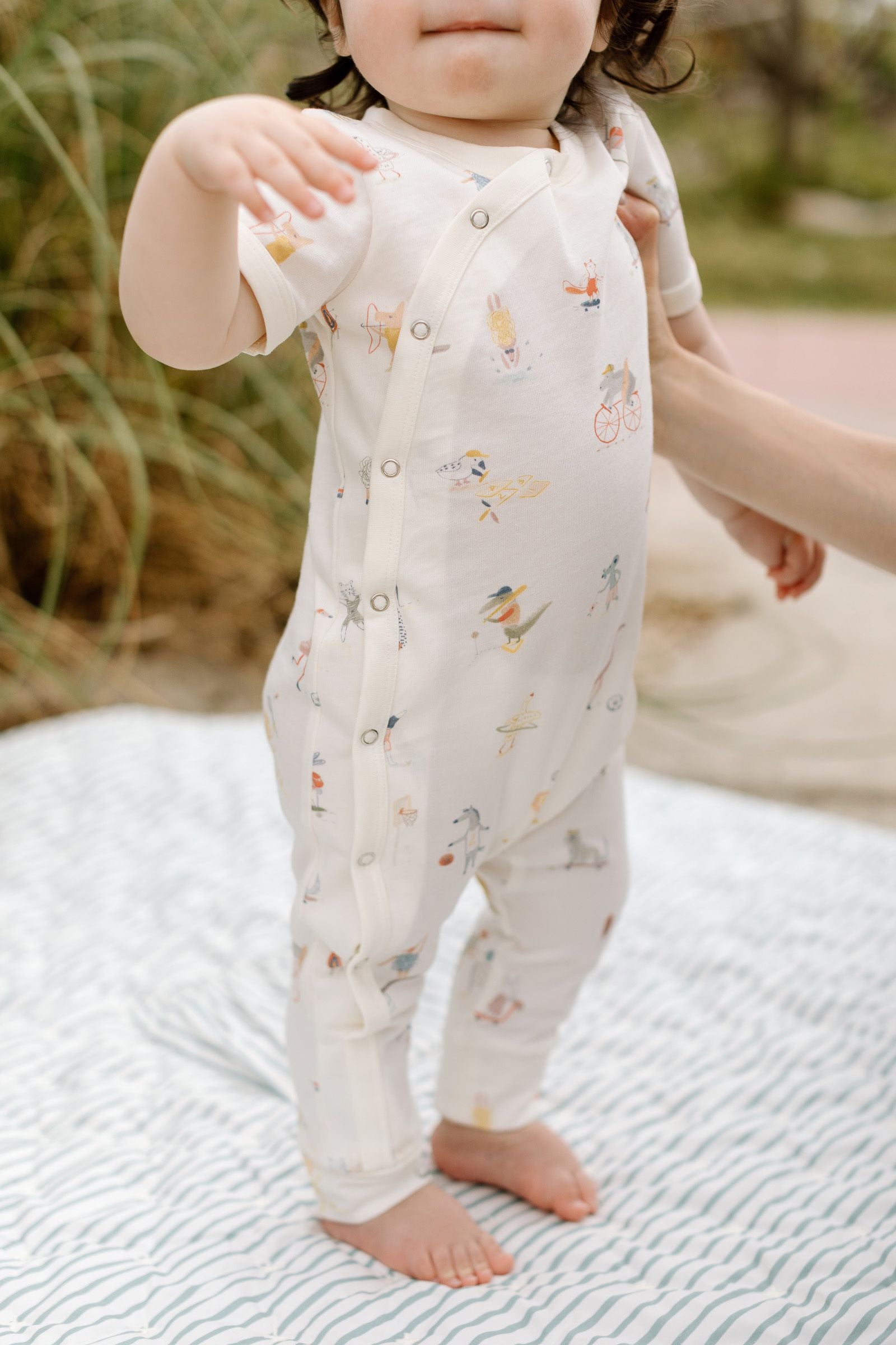 Pehr-Short Sleeve Kimono Romper-Jungle Gym-2