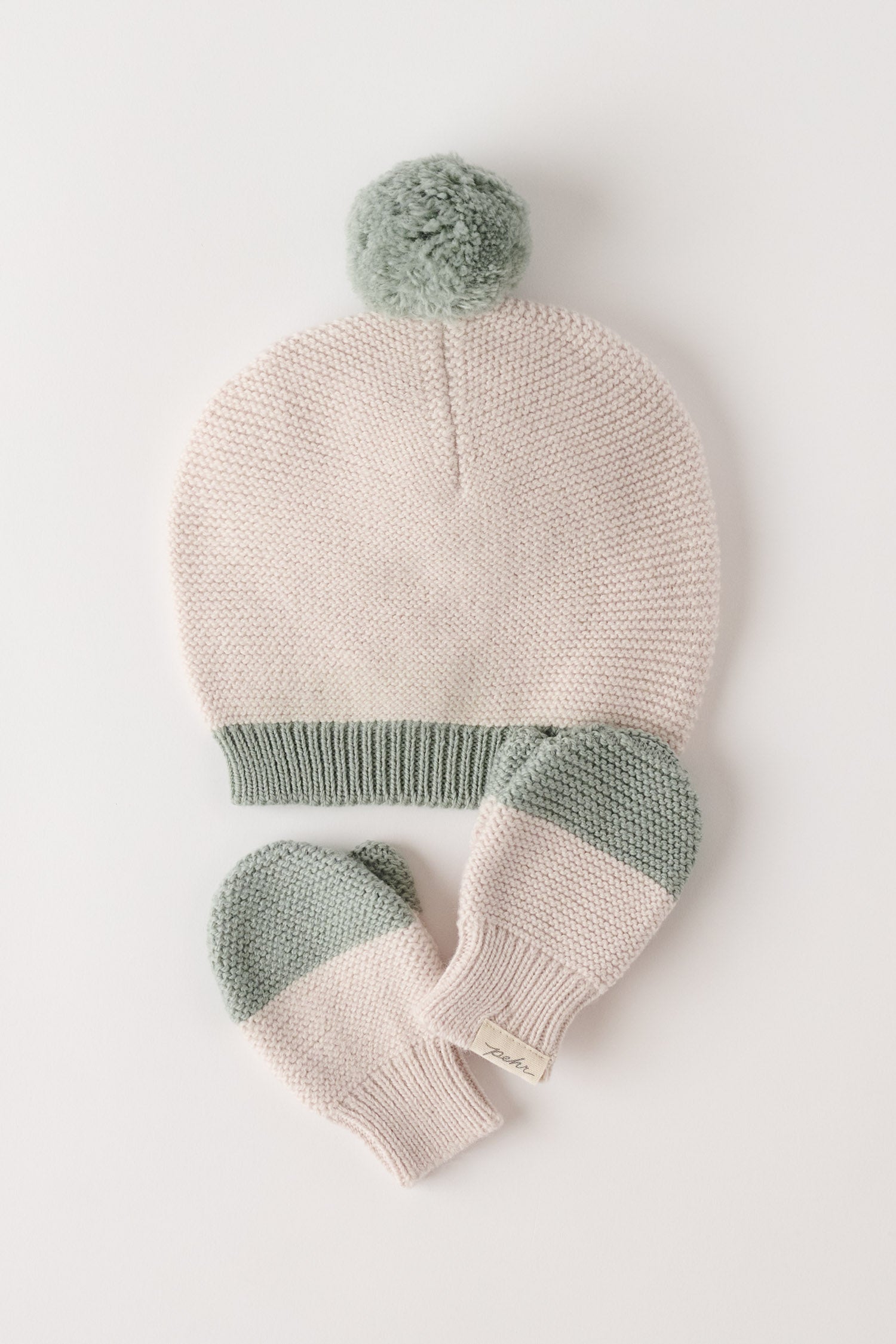 Pehr-Kids Wool Knit Hat-Natural - Sage-2