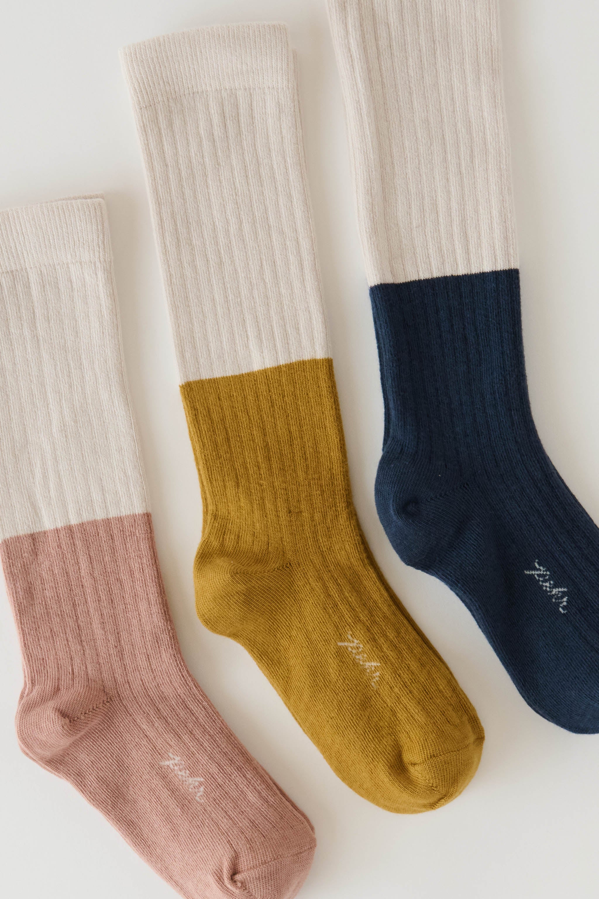 Pehr-Knee Length Socks-Ochre - Natural-2