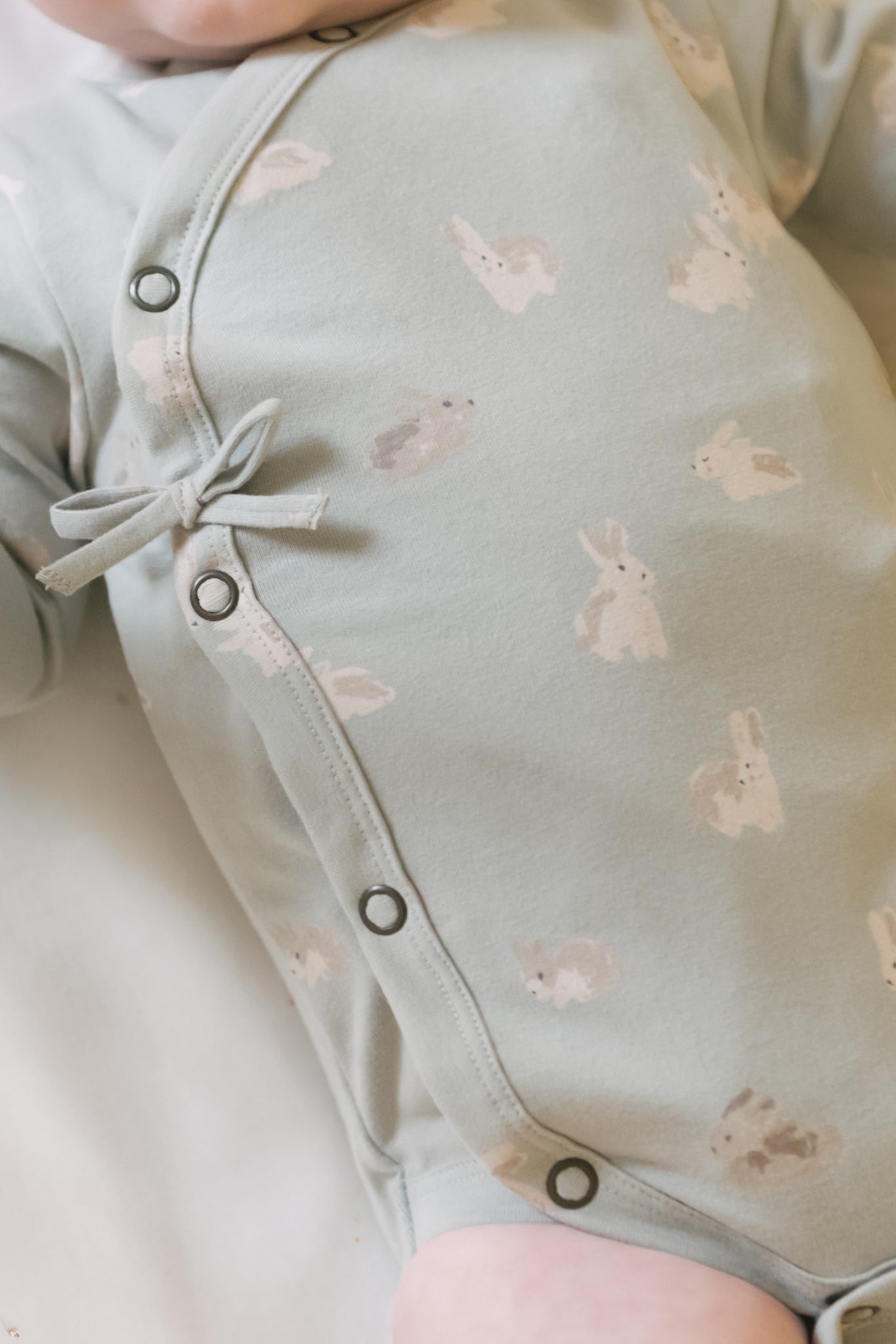 Pehr-The Littles Long Sleeve Kimono One Piece-Hoppy Bunny-Baby-2