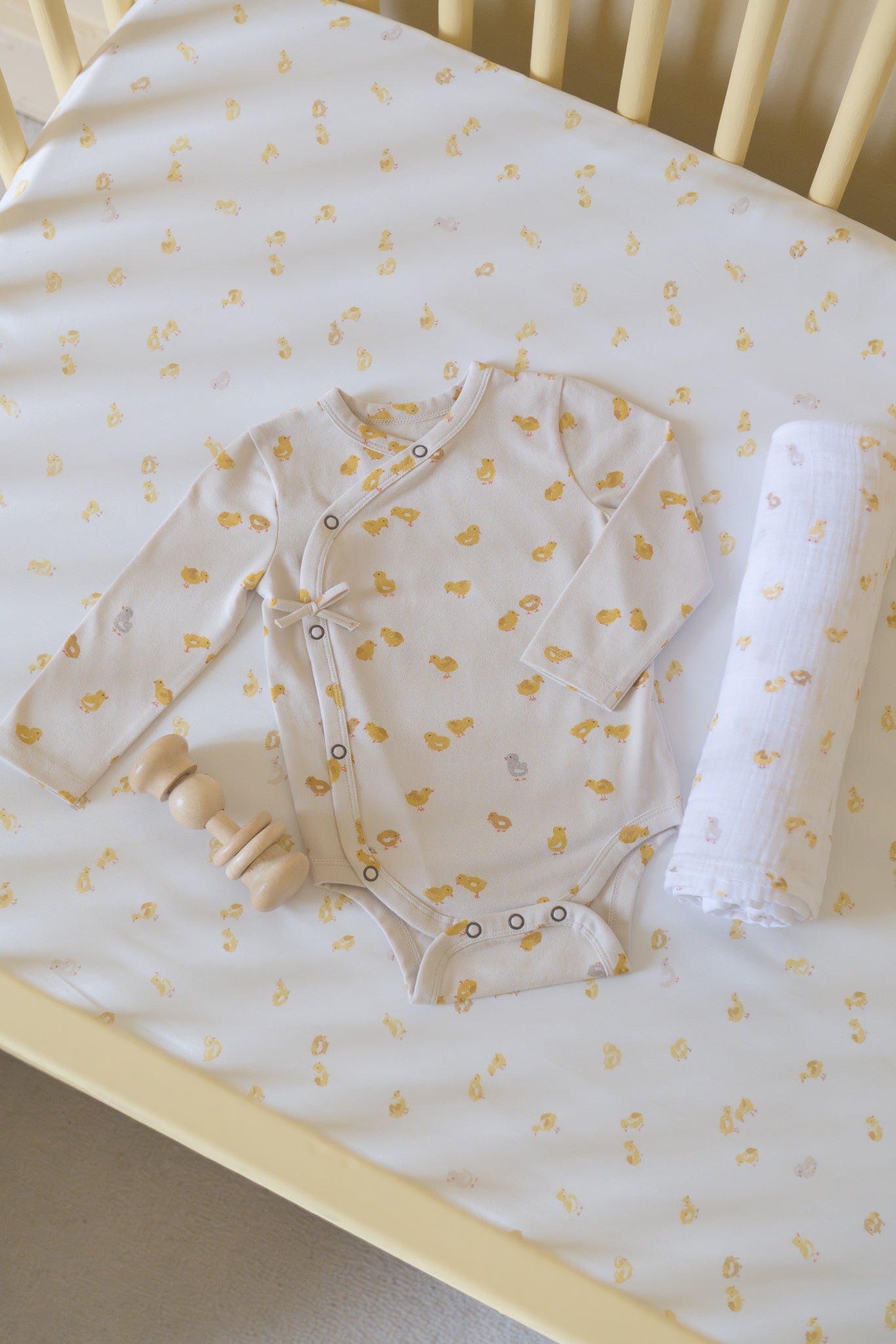 Pehr-The Littles Long Sleeve Kimono One Piece-Cheerful Chick-Baby-5