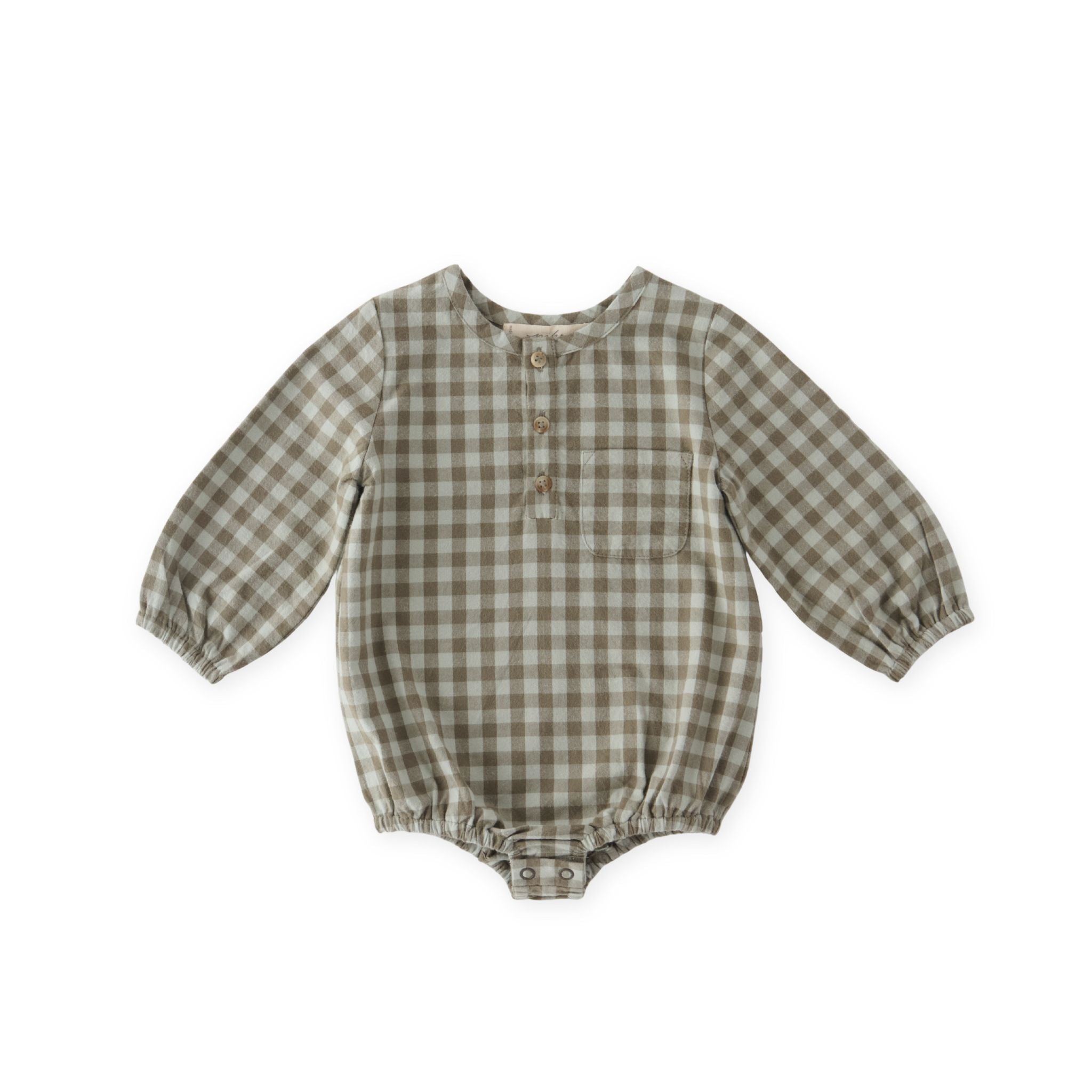 Pehr-Flannel Long Sleeve One Piece-Sage/Light Sage-1