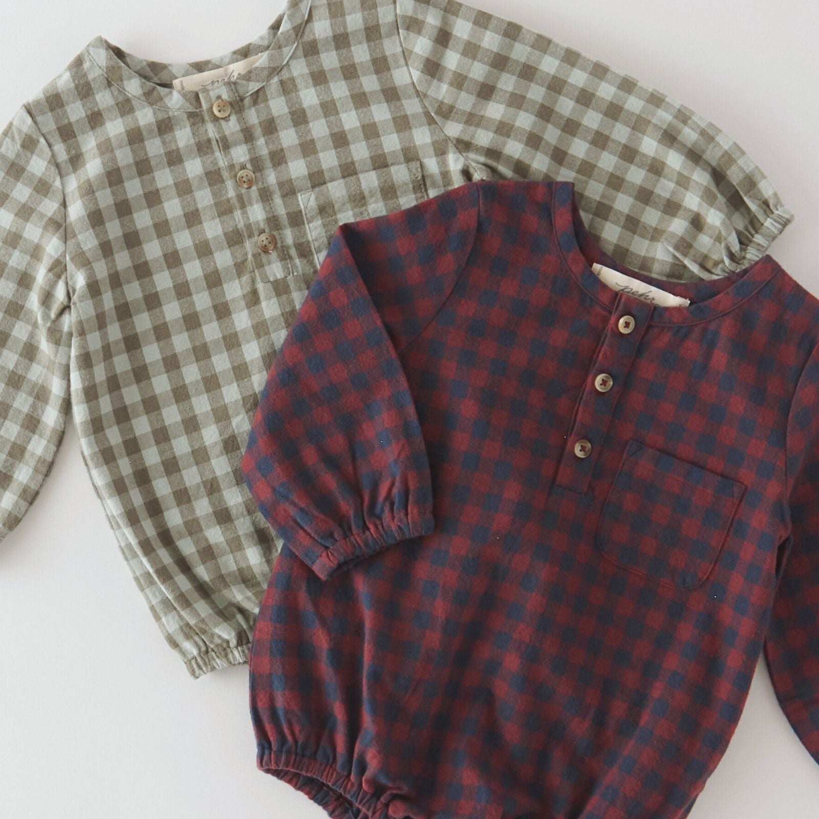 Pehr-Flannel Long Sleeve One Piece-Sage/Light Sage-2