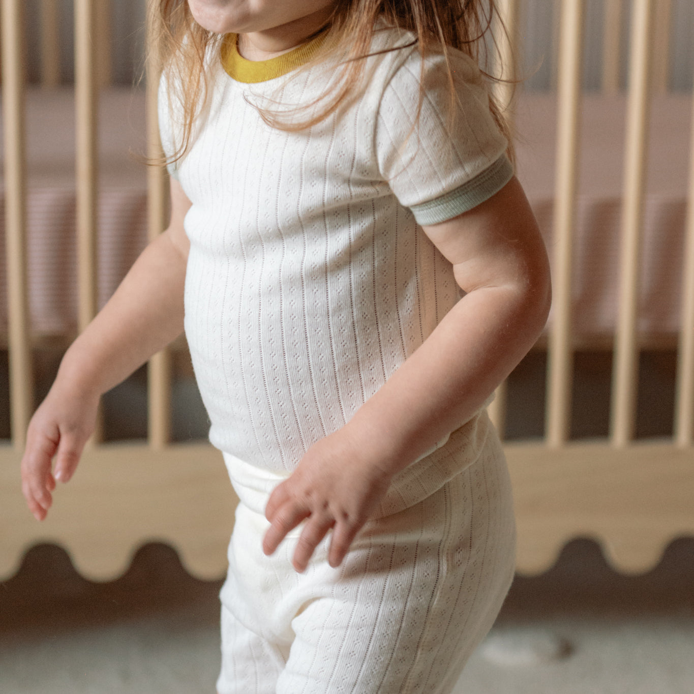 Pehr-Pointelle Short Sleeve Toddler Pajama-Natural-2