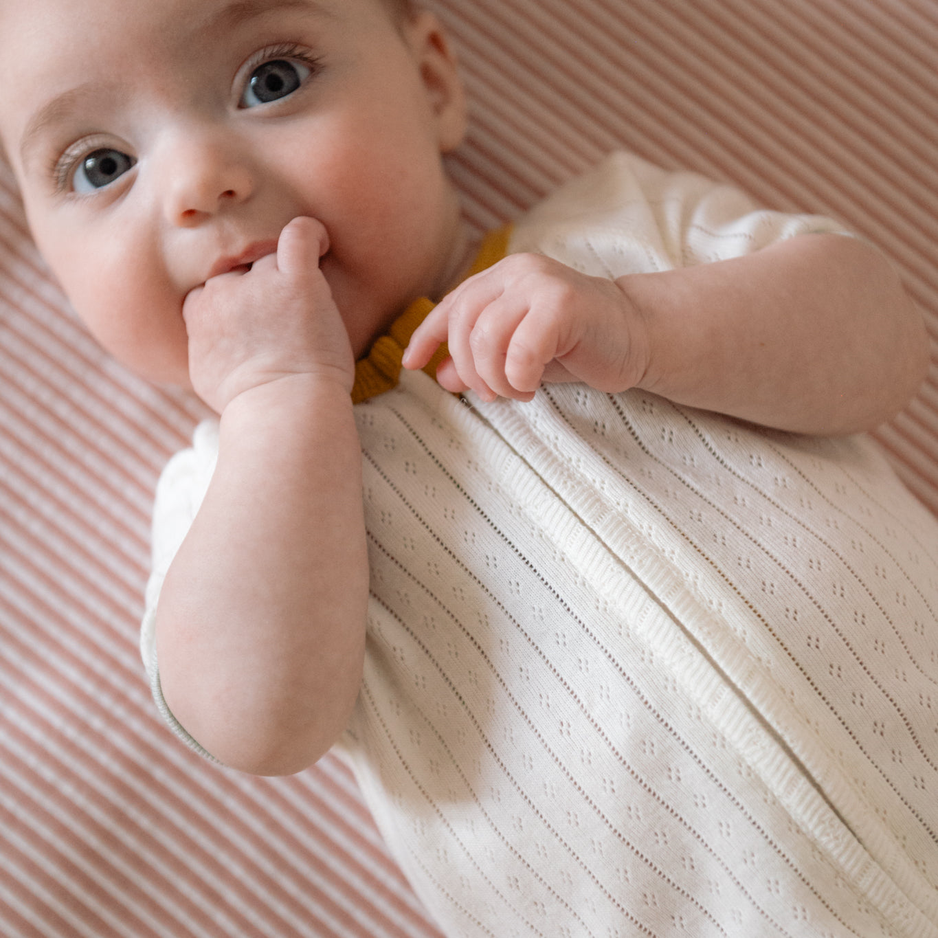 Pehr-Pointelle Short Sleeve Baby Sleeper-Natural-2