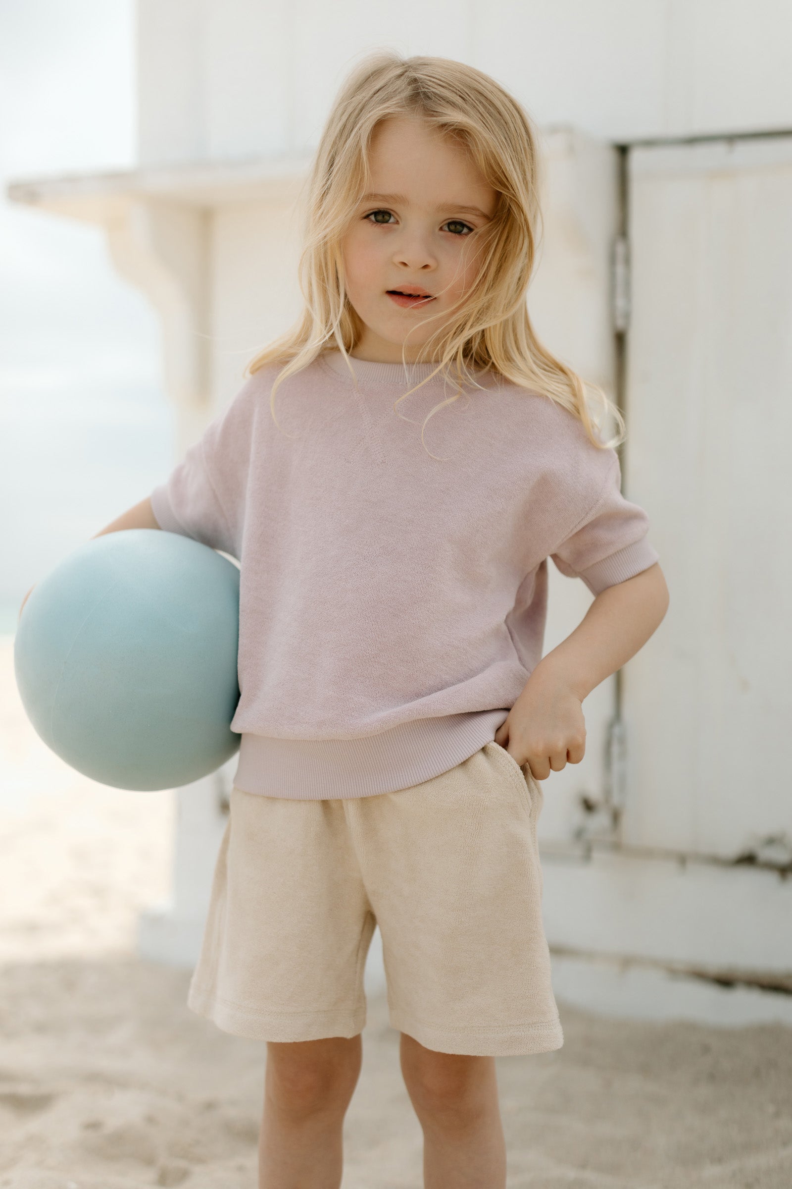 Pehr-Classic Terry Board Short-Sand-Toddler-2