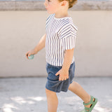 Pehr-Dropped Shoulder Short Sleeve T-Shirt-Stripes Away Ink Blue-3