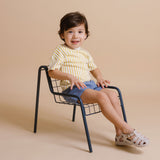 Pehr-Dropped Shoulder Short Sleeve T-Shirt-Stripes Away Marigold-6