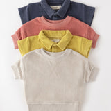 Pehr-Classic Terry Dropped Shoulder Short Sleeve Top-Sand-Kid-2