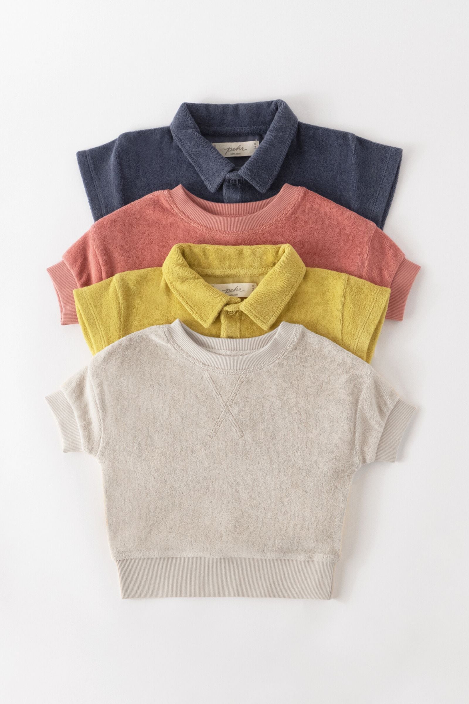 Pehr-Classic Terry Dropped Shoulder Short Sleeve Top-Sand-Kid-2