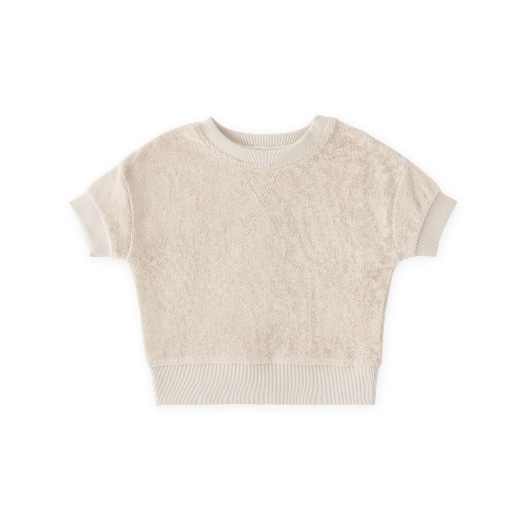 Pehr-Classic Terry Dropped Shoulder Short Sleeve Top-Sand-Toddler-1