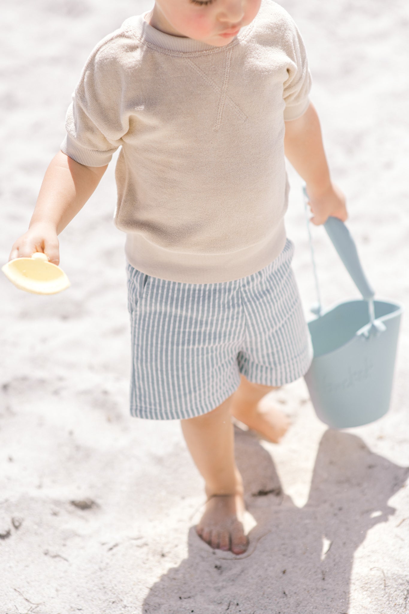 Pehr-Classic Terry Dropped Shoulder Short Sleeve Top-Sand-Toddler-2