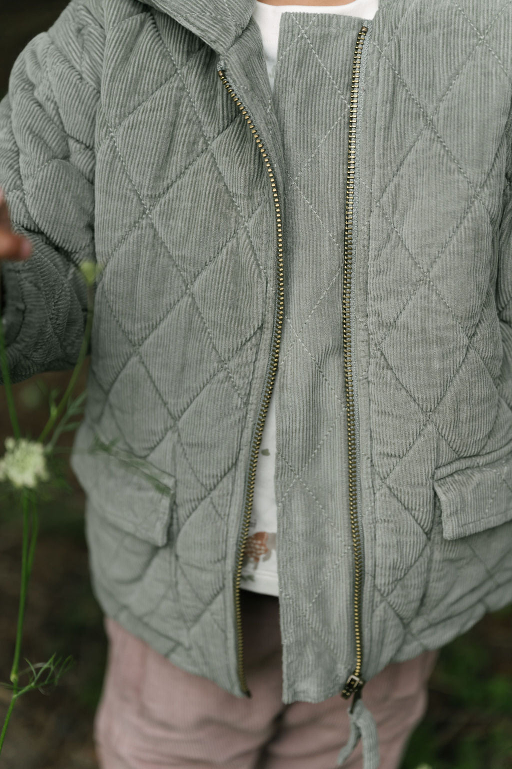 Pehr-Corduroy Kids Quilted Jacket-Sage-2