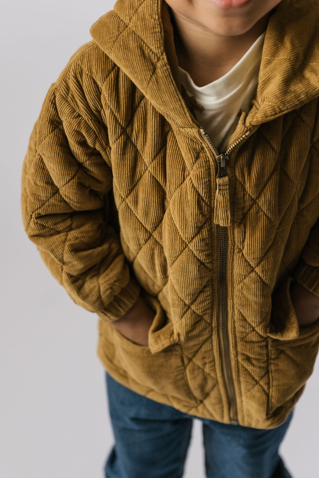 Pehr-Corduroy Kids Quilted Jacket-Ochre-2