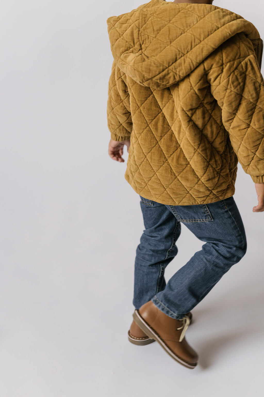 Pehr-Corduroy Kids Quilted Jacket-Ochre-3