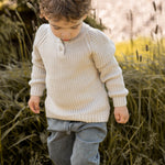 Pehr-Cotton Knit Toddler Sweater-Stone-2