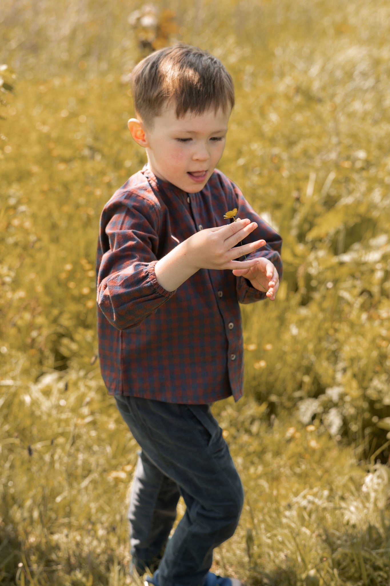 Pehr-Flannel Long Sleeve Top-Mulberry/Ink-7