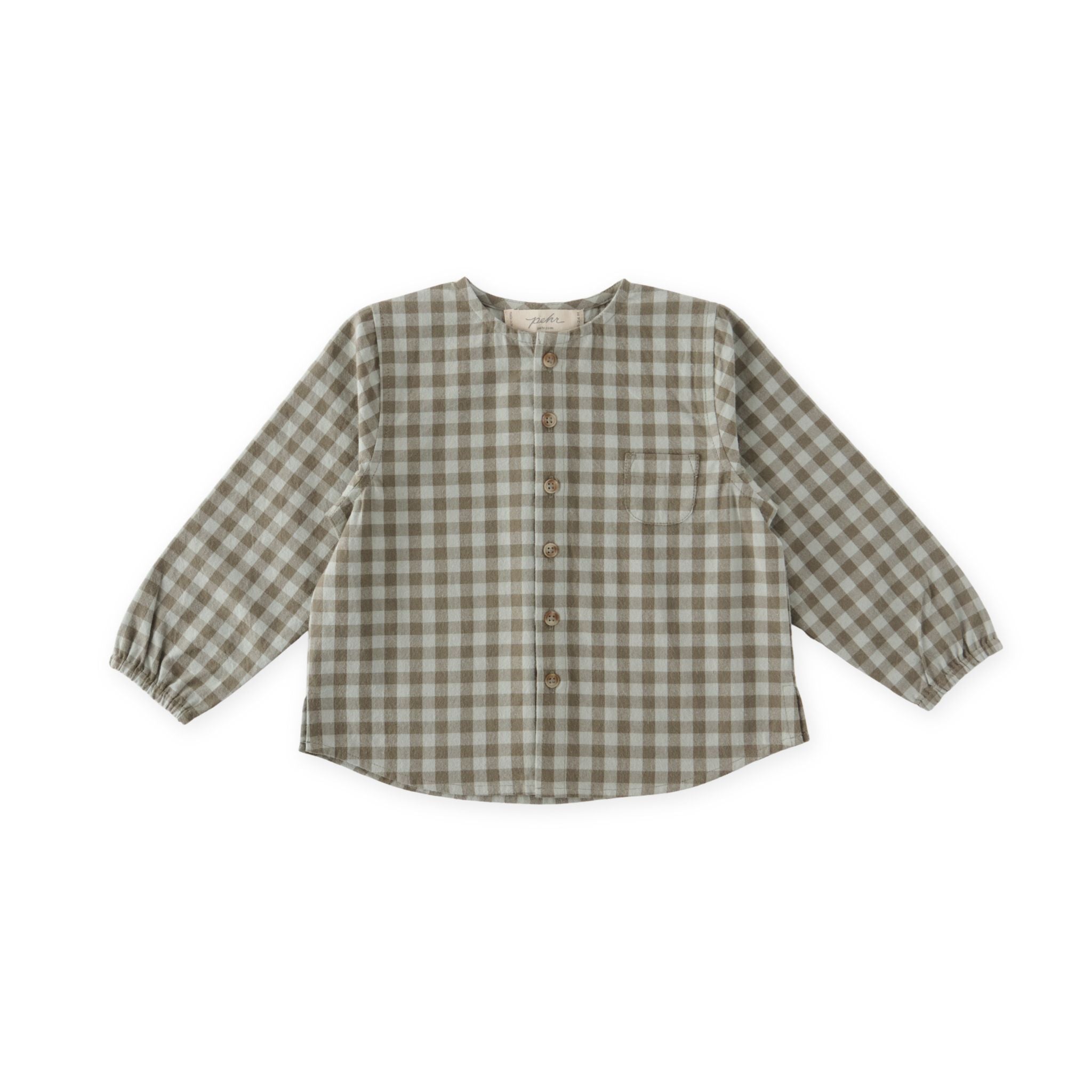 Pehr-Flannel Long Sleeve Top-Sage/Light Sage-1