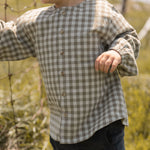 Pehr-Flannel Long Sleeve Top-Sage/Light Sage-2