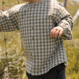 Pehr-Flannel Long Sleeve Top-Sage/Light Sage-2