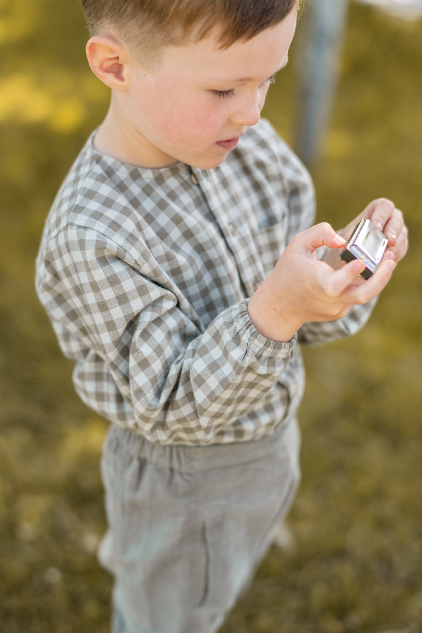 Pehr-Flannel Long Sleeve Top-Sage/Light Sage-6