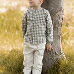 Pehr-Flannel Long Sleeve Top-Sage/Light Sage-5