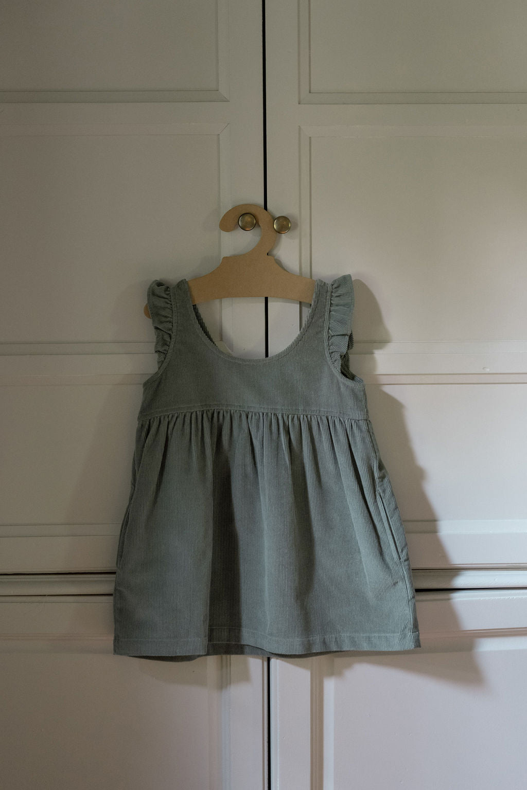 Pehr-Corduroy Kids Pinafore Dress-Sage-2