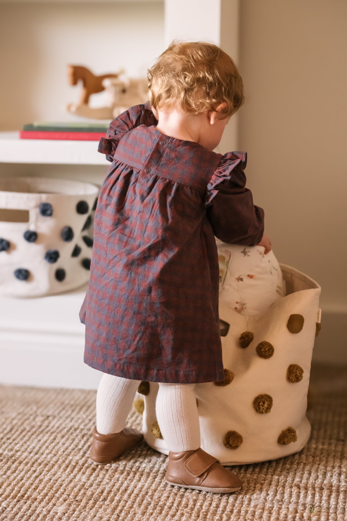 Pehr-Flannel Smocked Dress-Mulberry/Ink-6