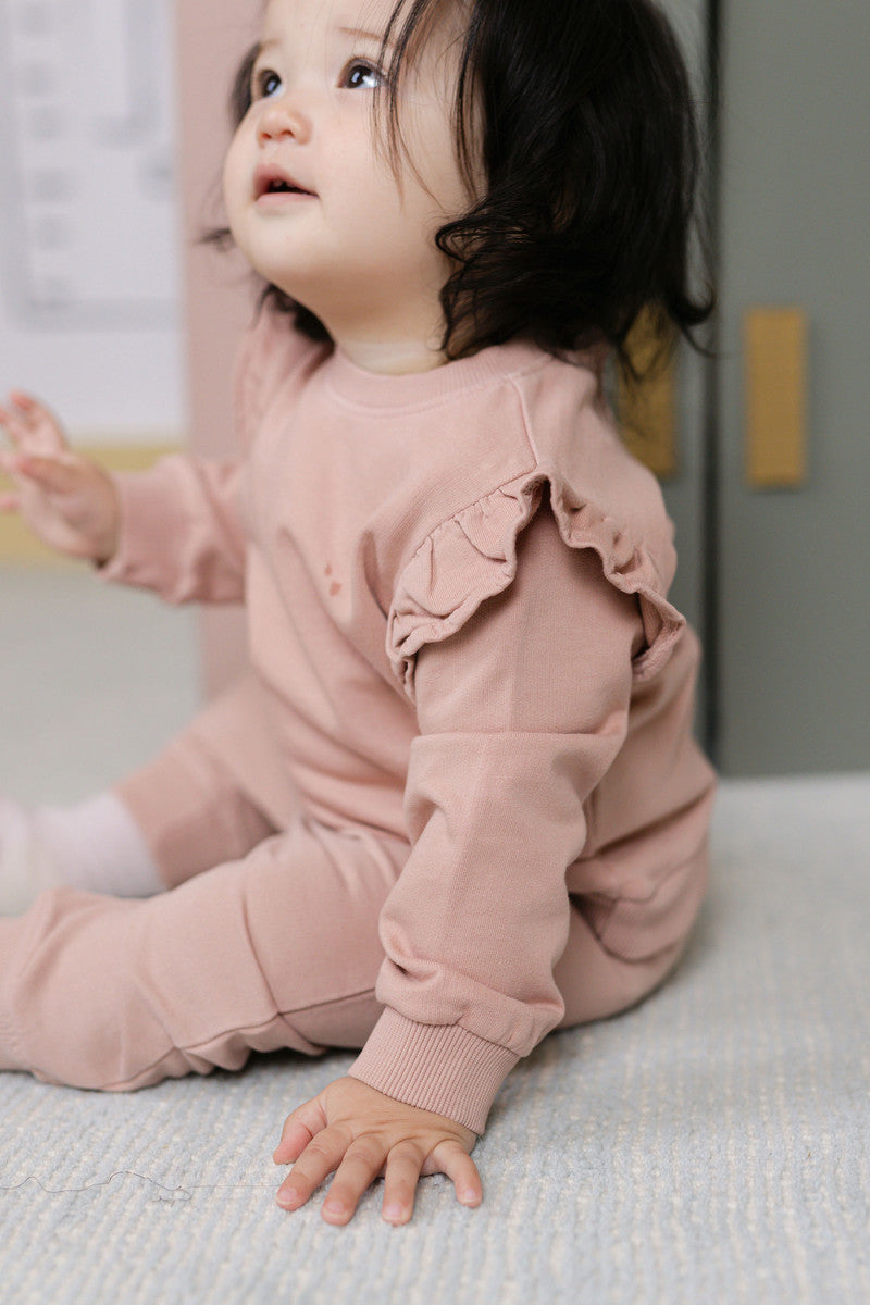 Pehr-French Terry Ruffle Sweatshirt-Soft Peony-2