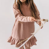 Pehr-French Terry Ruffle Hem Dress-Soft Peony-3