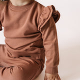 Pehr-French Terry Ruffle Sweatshirt-Clay-2