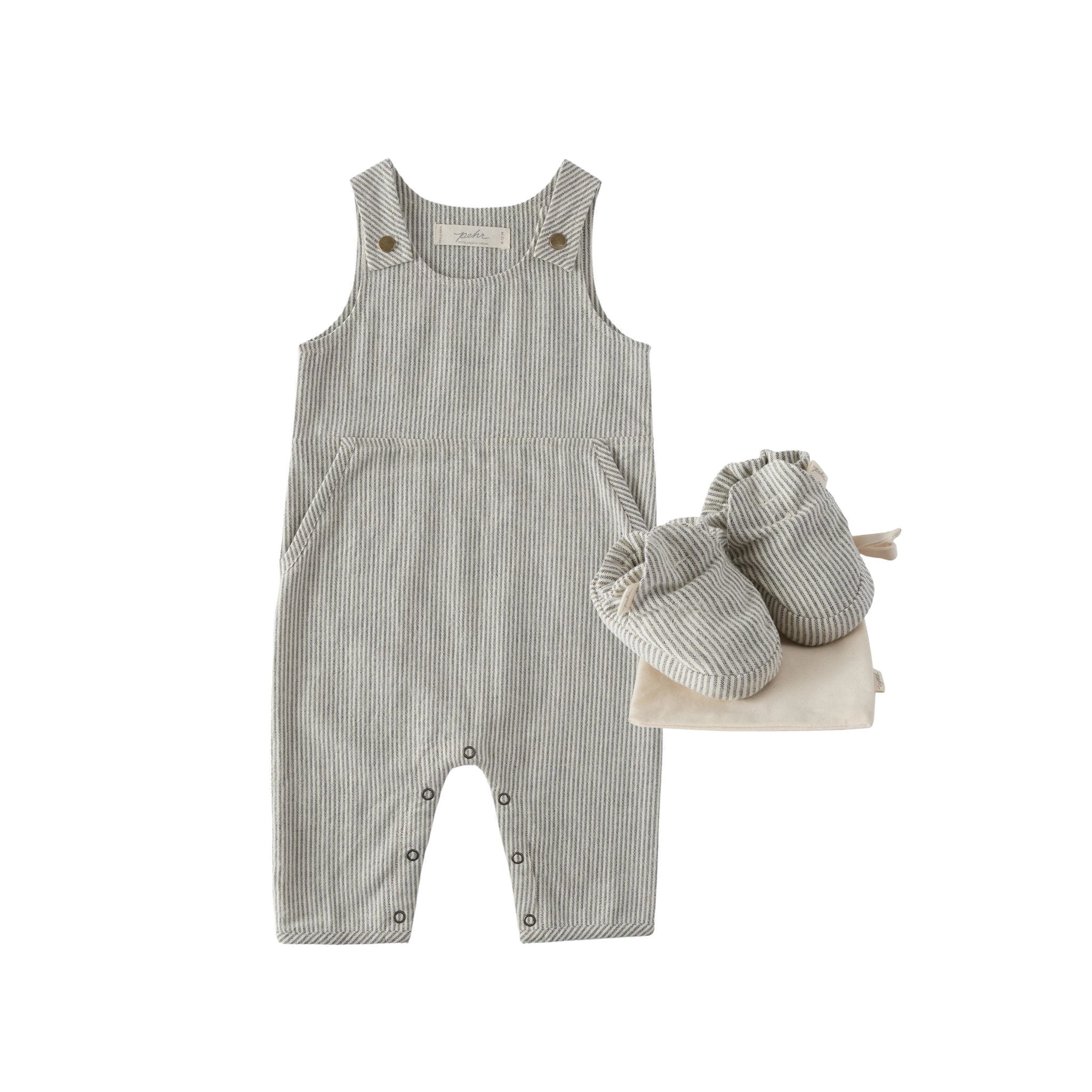 Pehr-Overall and Bootie Set-Railroad Stripe-1