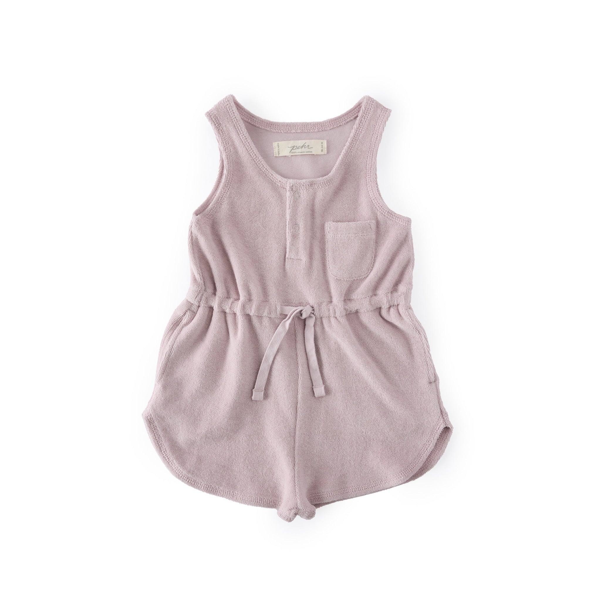 Pehr-Classic Terry Drawstring Romper-Lilac-1