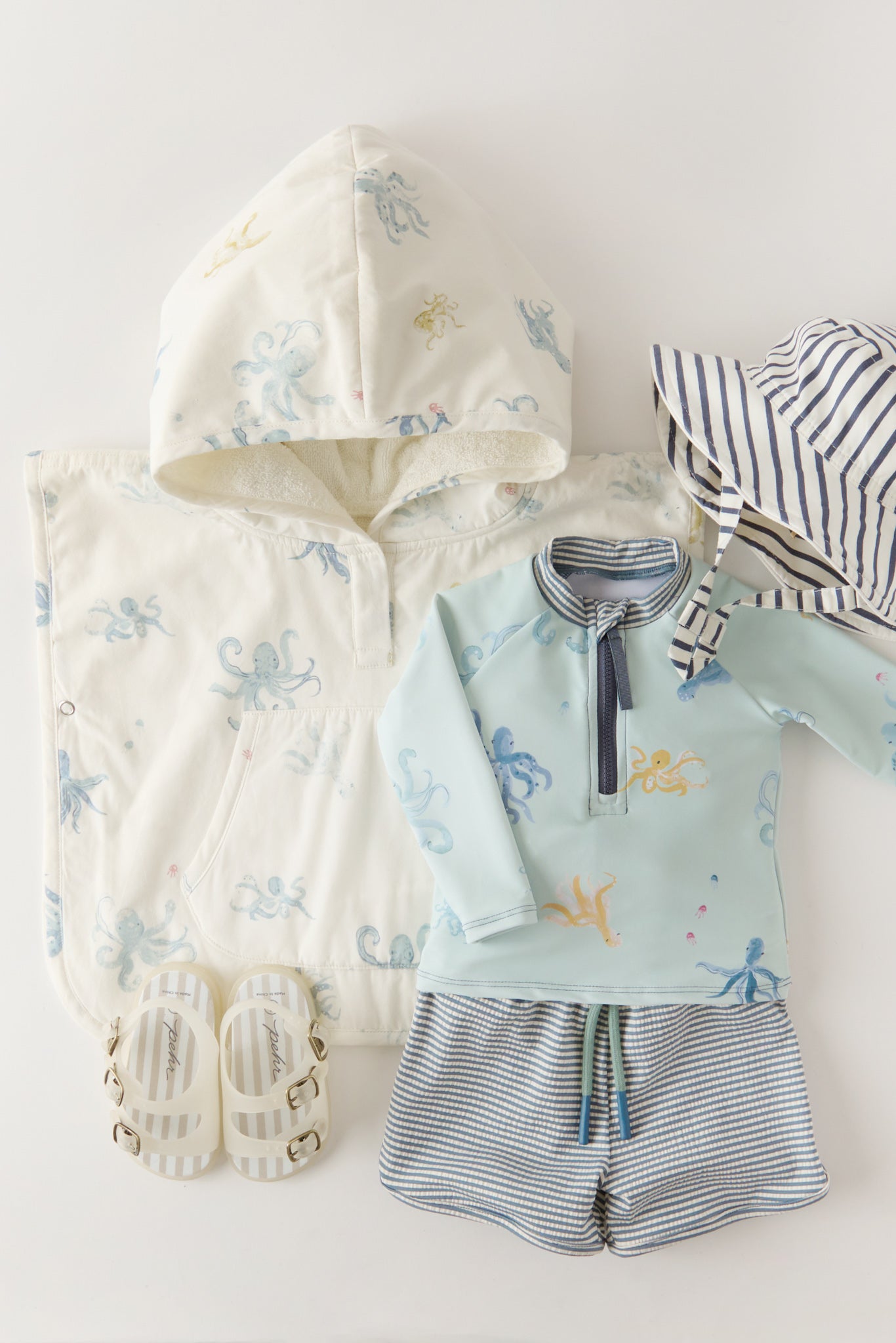 Pehr - Hooded Poncho Towel - Octopus Oasis - Baby-5