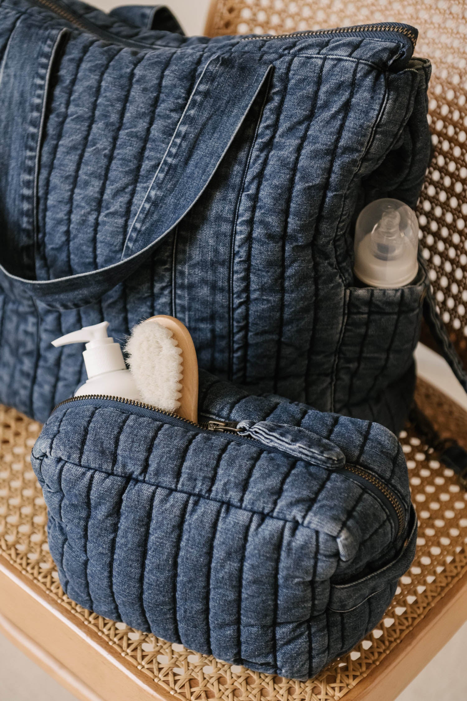 Pehr - Quilted Denim Pouch - Vintage Wash - 2