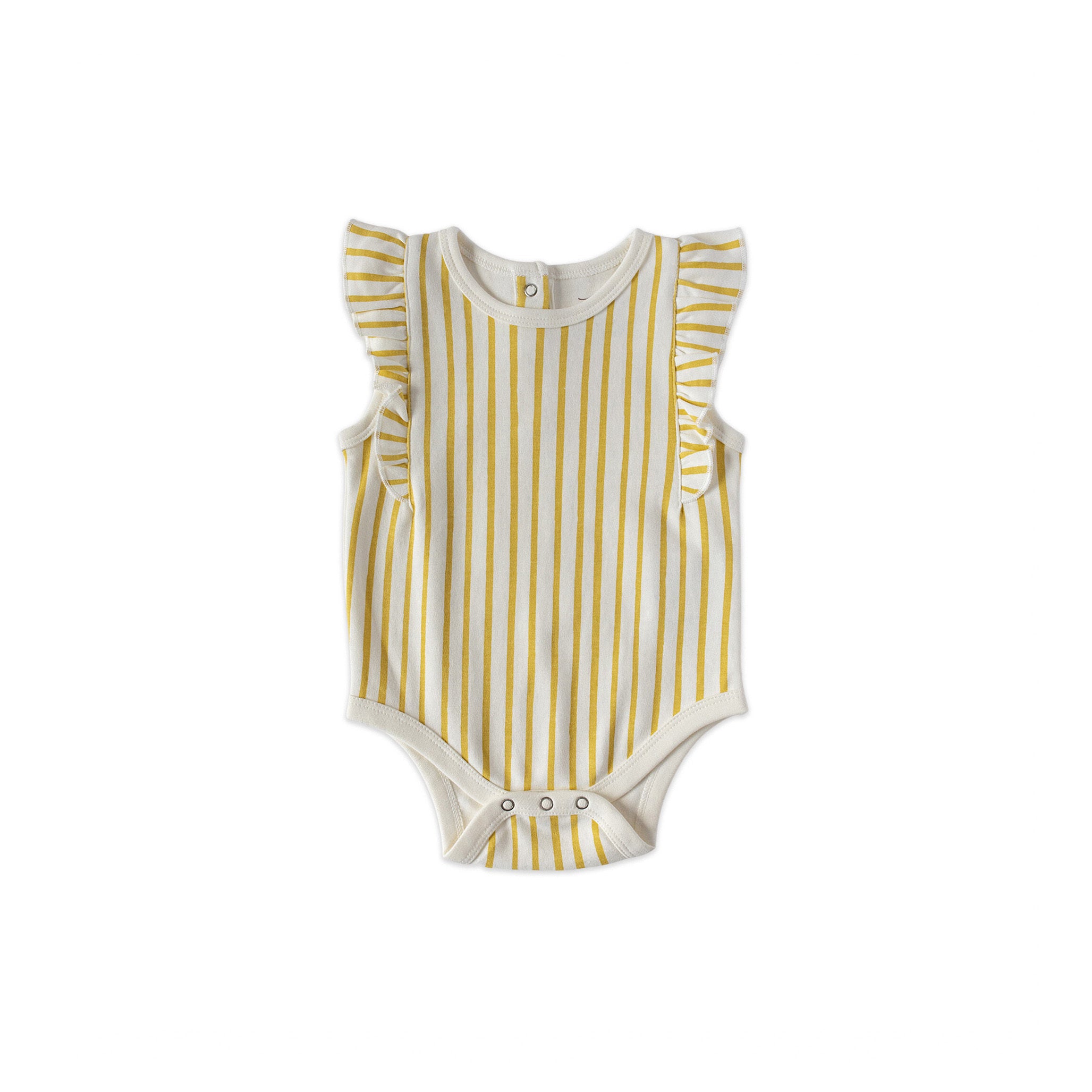 Pehr-Sleeveless Ruffle One-Piece-Stripes Away Marigold-1