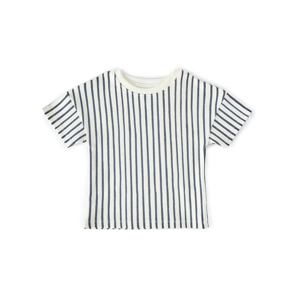 Dropped Shoulder T-Shirt Top Pehr Stripes Away Ink Blue 18 - 24 mos. 