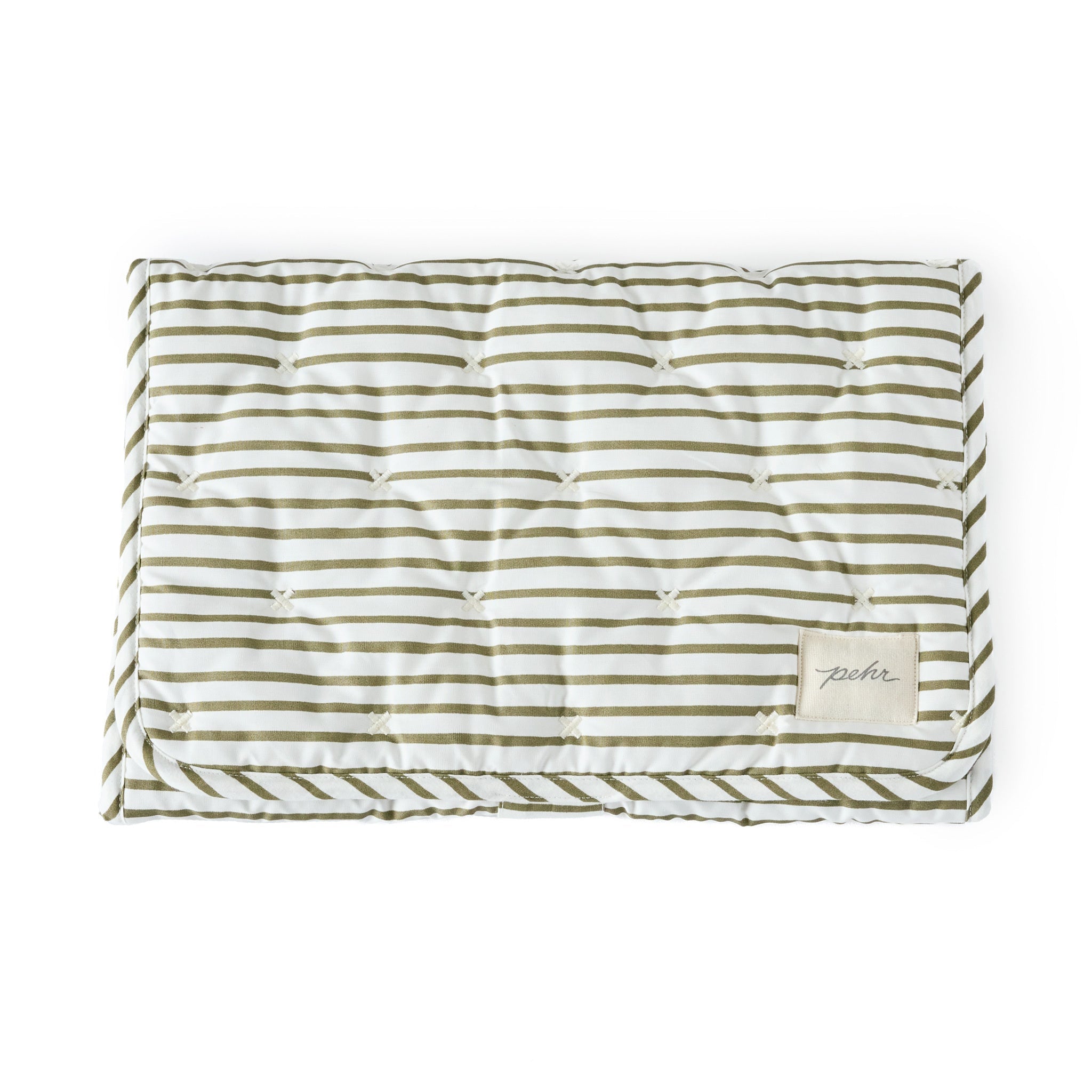 Pehr-Striped On the Go Portable Changing Pad-Stripes Away Olive-1