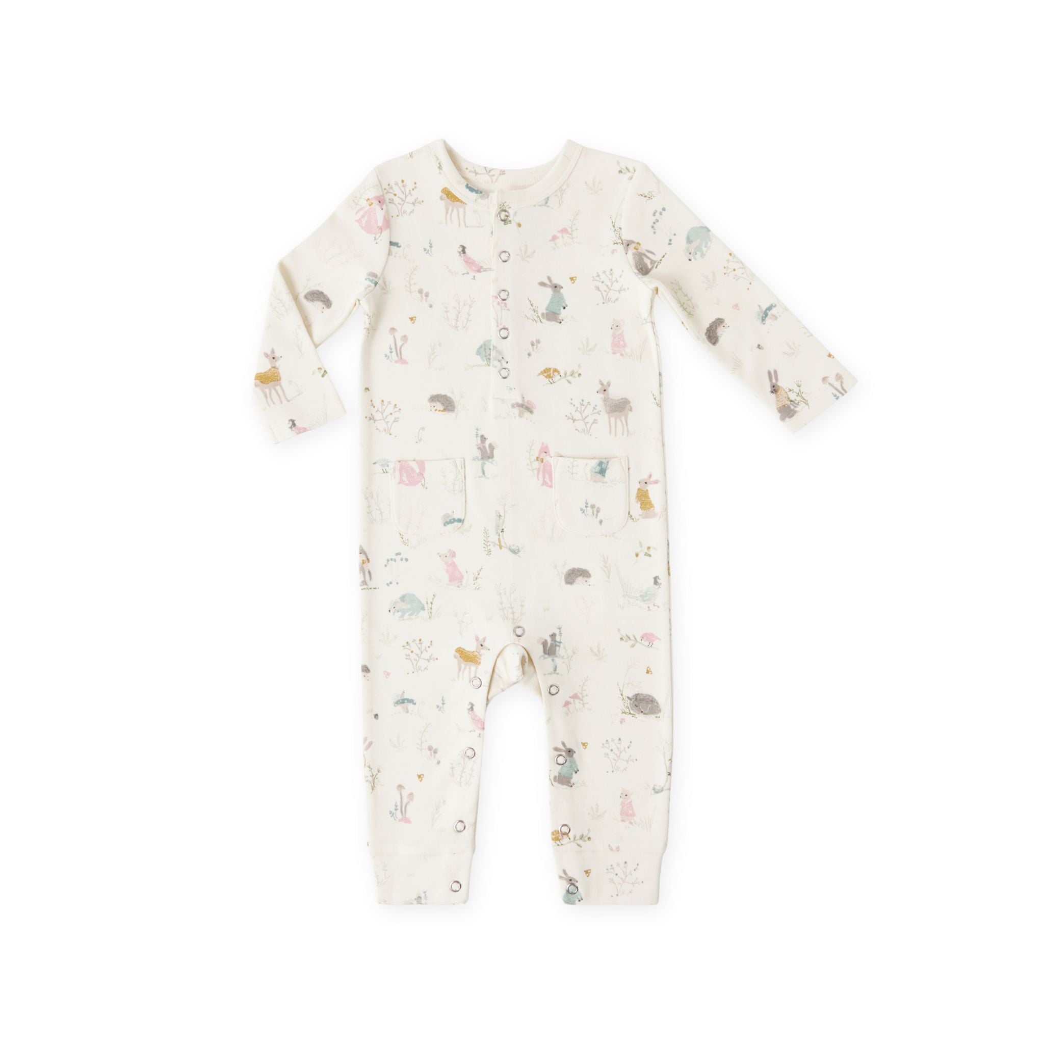 Henley Patch Pocket Romper - Forest Fable
