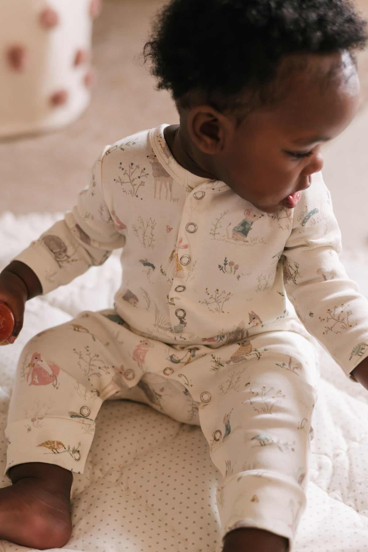 baby henley patch pocket romper forest fable