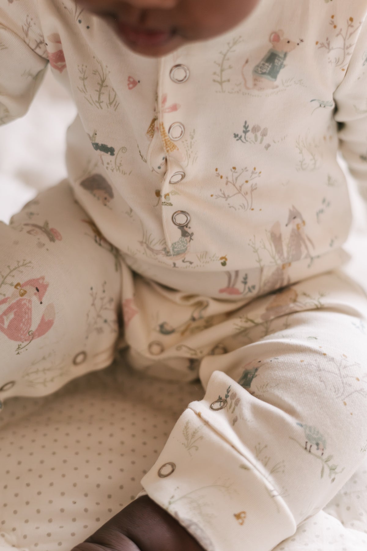 baby henley patch pocket romper forest fable