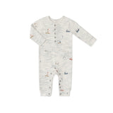 Henley Patch Pocket Romper - High Seas