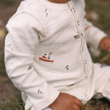 Henley Patch Pocket Romper - High Seas