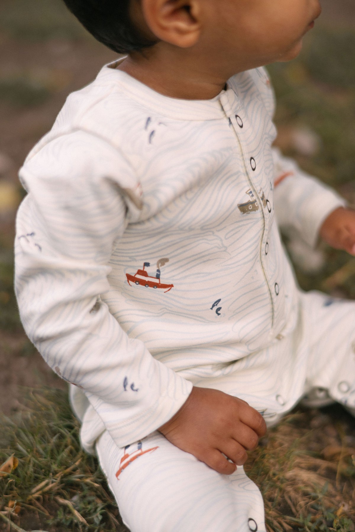 Henley Patch Pocket Romper - High Seas