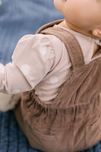 corduroy overall portobello in neutrals pattern on model back
