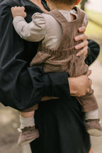 corduroy overall portobello in neutrals pattern on model back