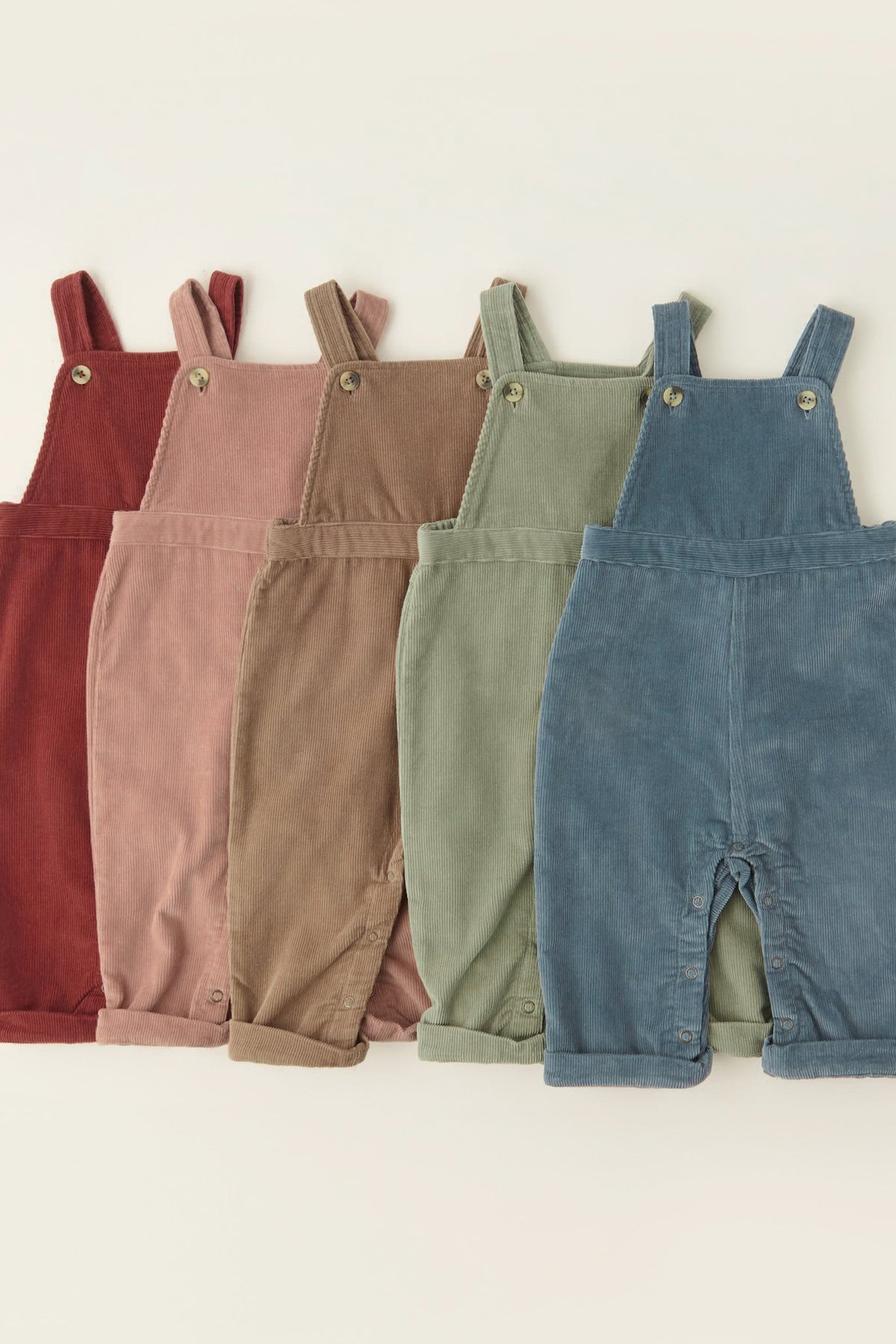 cord overall group flat lay