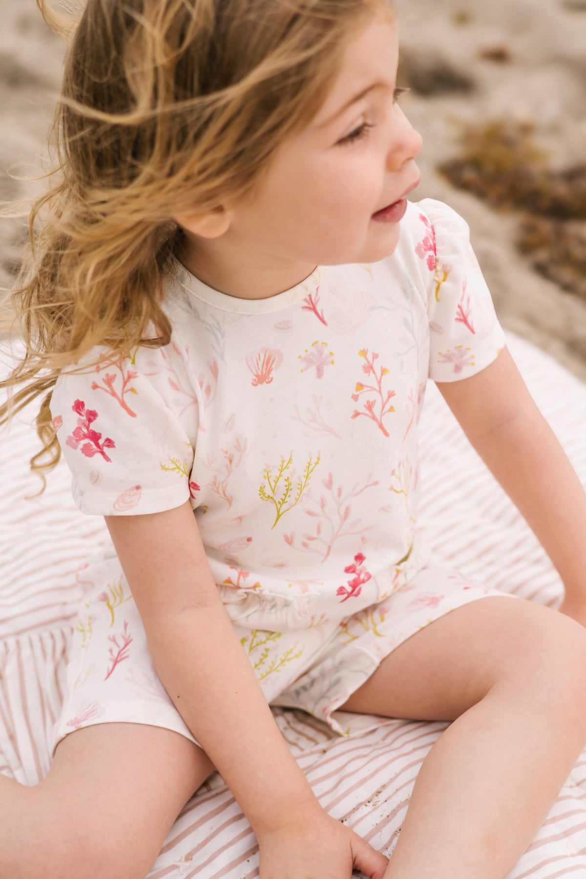 baby short sleeve puff romper sea bloom